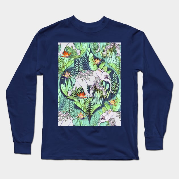 Little Elephant on a Jungle Adventure – faded vintage version Long Sleeve T-Shirt by micklyn